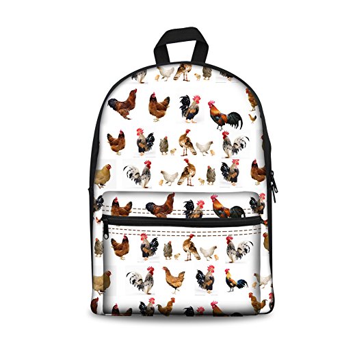 HUGS IDEA Chicken Printed Funny Kids Backpack Children School Bags Bookbag