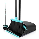 Upgrade Broom and Dustpan Combo Set, Extendable 52" Long Handle Broom for Easy Sweeping, Self-Cleaning Dust pan Teeth for Pet Hair, Perfect for Home, Kitchen, and Office