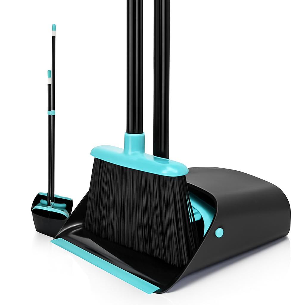 Photo 1 of Upgrade Broom and Dustpan Combo Set, Extendable 52" Long Handle Broom for Easy Sweeping, Self-Cleaning Dust pan Teeth for Pet Hair, Perfect for Home, Kitchen, and Office