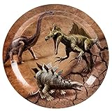 Dinosaur Plates - 80-Pack Dino Plates with Jurassic Dino Print, Dinosaur Themed Kids Birthday Party Supplies, 9-Inch Round Cake Plates, Lunch, Dessert