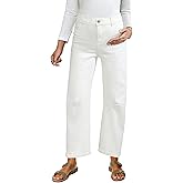 BLENCOT Women's Maternity Jeans Elastic Hight Waist Stretch Barrel Jeans Wide Leg Side Panel Pregnancy Denim Pants