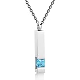 Urn Necklaces for Ashes Stainless Steel Bar Pendant Necklace Cube Memorial Ashes Necklace Crystal Cremation Urn Pendant for Men