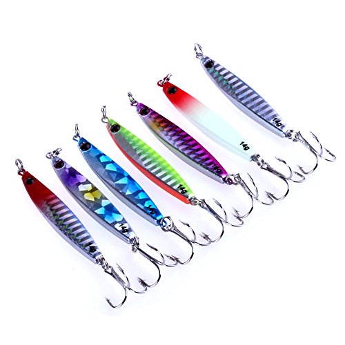 Maoko 7pcs Metal Lead Jigs Casting Fishing Lures Fast Sinking Baits 2.36in/0.49oz