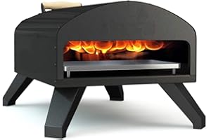 Bertello Outdoor Pizza Oven Black + Pizza Peel Combo. Wood Fire Portable Brick Oven - Portable Pizza Maker. As Seen on Shark Tank