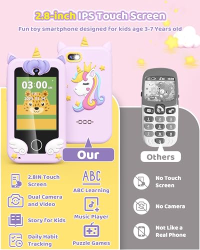 Phone Toy for Kids, Gifts and Toys for Girls and Boys Ages 3-8 (Purple)