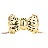 HZhuyu Bow Purse for Women Mini Bow Flower Clutch Purse Crossbody Cute Clutch Y2k Bow Metallic Small Party Mirror Handbag
