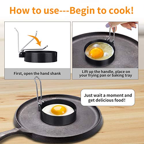 Egg Ring, ARTISTORE 2 Pack Round Egg Pancake Maker Mold, Stainless Steel Non Stick Metal Circle Shaper Mold, Household Kitchen Cooking Tool for Frying or Shaping Eggs, Egg Maker 3 Inch