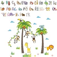 Lovfa 2PCS Animal Monkey Tree Alphabet Removable Wall Decals Stickers Wall Decor Home Art Mural Wallpaper