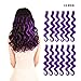 12 Pieces Party Highlights Clip in Colored Hair Extensions for Kids Girls Colorful Hair Extensions 22 inches Curly Wavy Synthetic Hairpieces Multi-Colors Purple Hair
