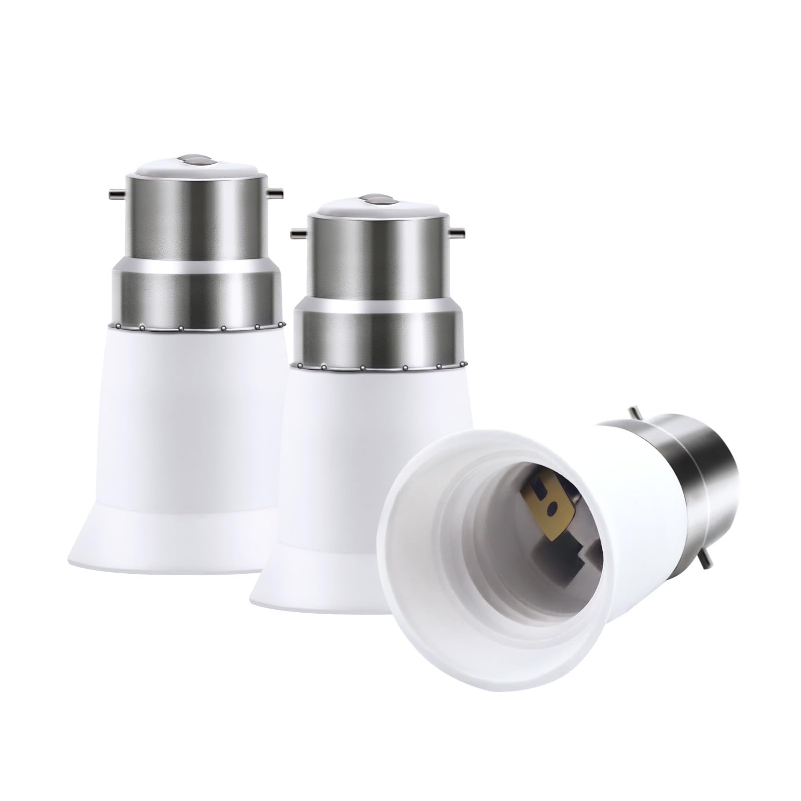 Liuyife Pack of 3 B22 to E27 Converter, BC to ES Lamp Base Adapter, Socket Converter for LED, Incandescent and CFL Bulbs
