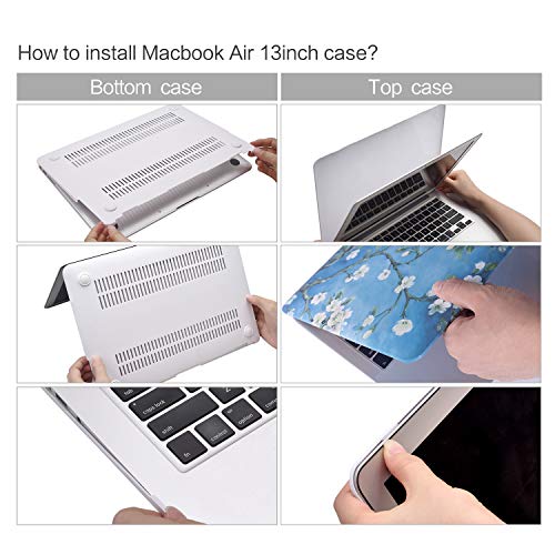 MacBook Air 13 Inch Case, TeenGrow Plastic Hard Protective Smooth MacBook Shell Case with Keyboard Cover for MacBook Air 13" (Model:A1369 and A1466), Apricot Flower - Thumbnail 5
