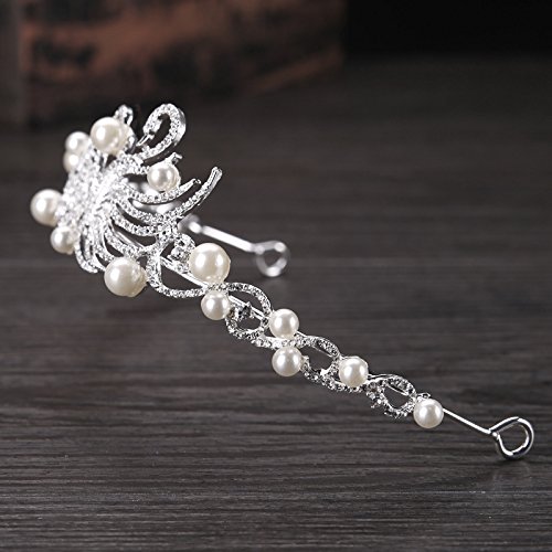 usongs 2018 bride headdress pearl diamond swan crown bride wedding dress accessories Crown Crown Hair Accessories