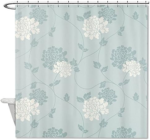 Neafts Polyester Waterproof an Duck Egg Blue Floral Shower Curtain Bathroom Decor Home Decorations With Hooks Set 72x72 Inches