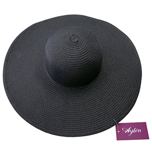 Ayliss Women Floppy Derby Hat Wide Large Brim Beach Straw Sun Cap