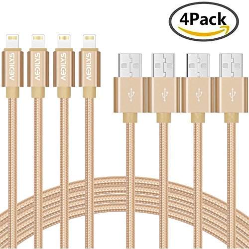 Iphone charger, aedilys 4pack 3ft nylon braided lightning to usb …