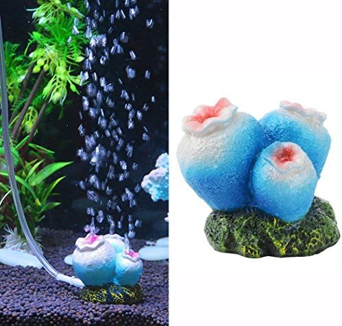 Efanr Cute Shaped Resin Air Bubble Maker Stone Oxygen Pump Fish Tank Ornament Decor Funny Aquarium Landscape Decoration Connect with Air Pump Aerator (Coral)