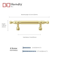 homdiy 10 Pack Matte Gold Cabinet Pulls Kitchen