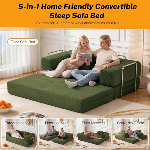Vipbear Premium Boneless Couch, 79" L 5-in-1 Ergonomic 3 Seater Versatile Modular Sectional Sofa for Living Room, Green