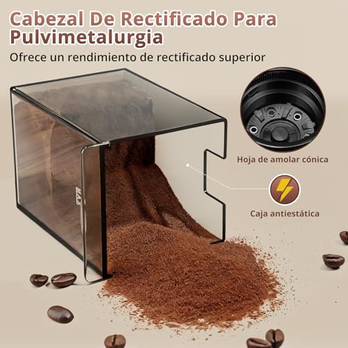 Molino de Café Eléctrico, 28 Ajustes de Molienda Precisión, Capacidad Ajustable para 2-12 Tazas con Función de Temporizador, Molino Cónico de Acero Inoxidable para Prensa Francesa, Café de Goteo, Moka