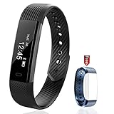 PINGKO Fitness Tracker,Waterproof Activity Tracker Wearable Pedometer Step Counter Watch Portable Call Reminding Sleep Monitor Calorie Counter with Touch Screen Smart Wristband for Android iOS Phone