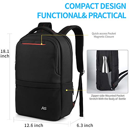 ASPENSPORT Slim Laptop Backpack Fit 15.6 inch Business Travel Computer Bag with Luggage Strap Water Repellent Daypack for Men Navy