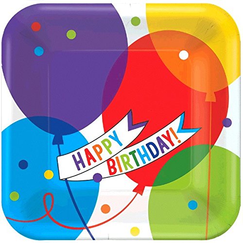 Amscan 751572 Brillian Balloons Disposable-Plates, One Size, Multicolor