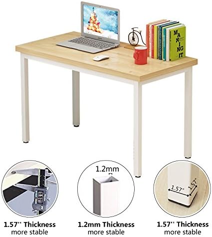 Ebuynar Computer Desk Writing Table Laptop PC Table Workstation for Home Office (Teak + White Leg, 47‘ x 23.6‘’)