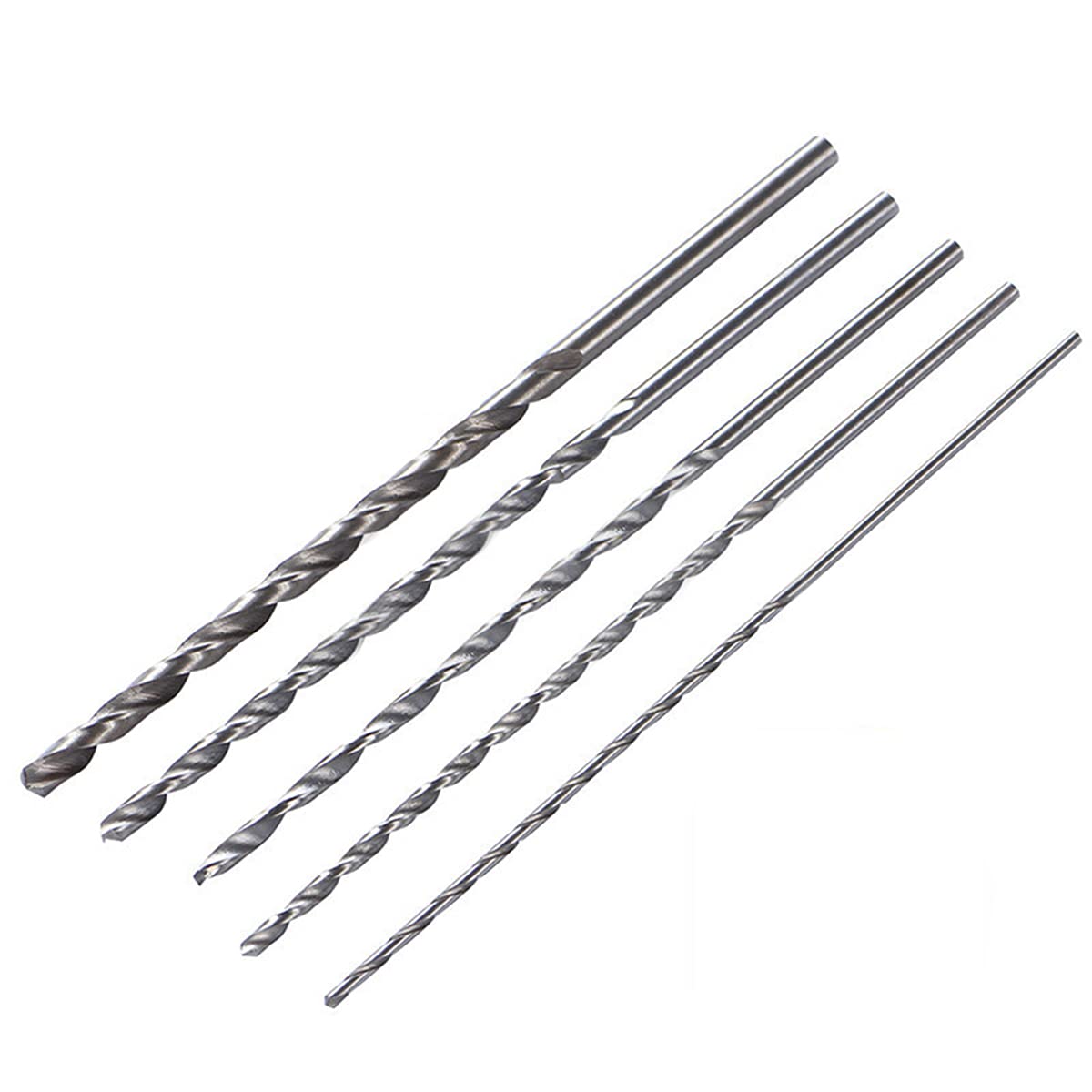 SyiXute 5 Pcs Extra Long Drill Bits,High-Speed Steel HSS Twist Drill Bit Set,150 mm Professional Long Twist Bits for Wood Metal Aluminum Plastic (2/3/3.5/4/5 mm Diameter)