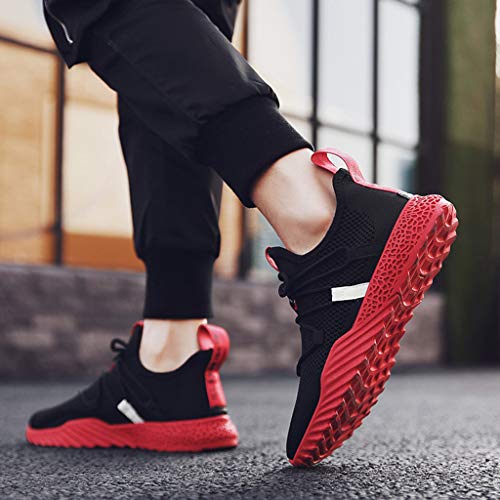 Men's Leisure Lace up Mesh Breathable Athletic Tennis Sneakers Casual Slip-on Running Walking Gym Outdoor Sport Shoes Red - Thumbnail 2