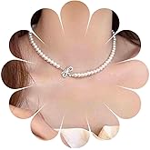 Ximdble Vintage Crystal Bow Pendant Necklace Boho Pearl Choker Necklace Pearl Chain Necklace Rhinestone Pearl Necklace for Women