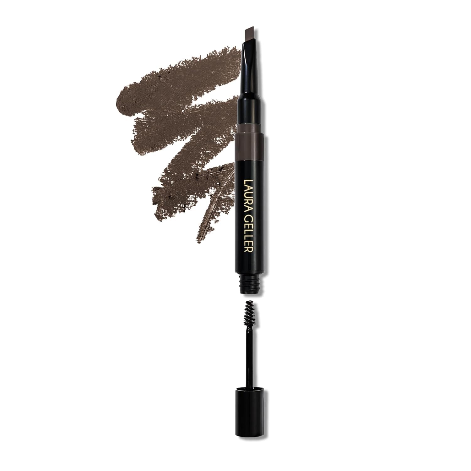 LAURA GELLER NEW YORK Sculpt-n-Stay Waterproof Brow Pencil & Gel (Dark Brown) - Precision 2-in-1 Waterproof Eyebrow Pencil for Perfectly Sculpted Brows