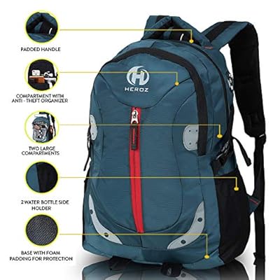 HEROZ Harbour Unisex Nylon 28 L Travel Laptop Backpack Water Resistant Slim Durable Fits Up