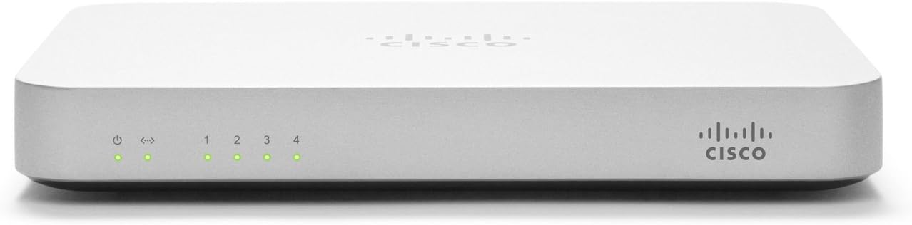 Cisco Meraki MX60 Small Branch Security Appliance (100Mbps FW Throughput 5xGbE Ports, Dashboard and Cloud Controller License Required)