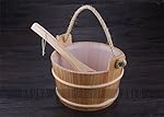 5L white pine Sauna Bucket With Scoop Ladle & Liner never leak for sales