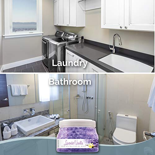 Smells Begone Odor Eliminator Gel Bead Value Pack - Air Freshener - Eliminates Odors in Bathrooms, Pet Areas, Boats, RVs and Cars - Made with Essential Oils - 2 x 12 Ounce + 48 Ounce Refill (Purple) - Thumbnail 5