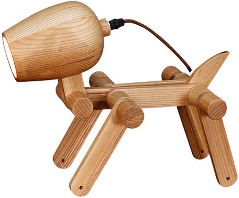 Jiji Table lamp Wooden Puppy Table Lamp Study Lamp Bedroom Bedside Lamp