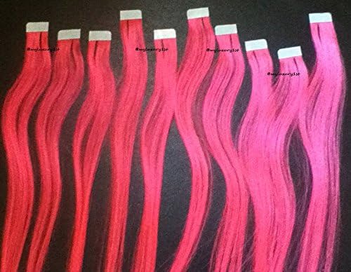 10 Pink Pieces Micro Mini Tape in Fusion Human Hair Extensions 14"