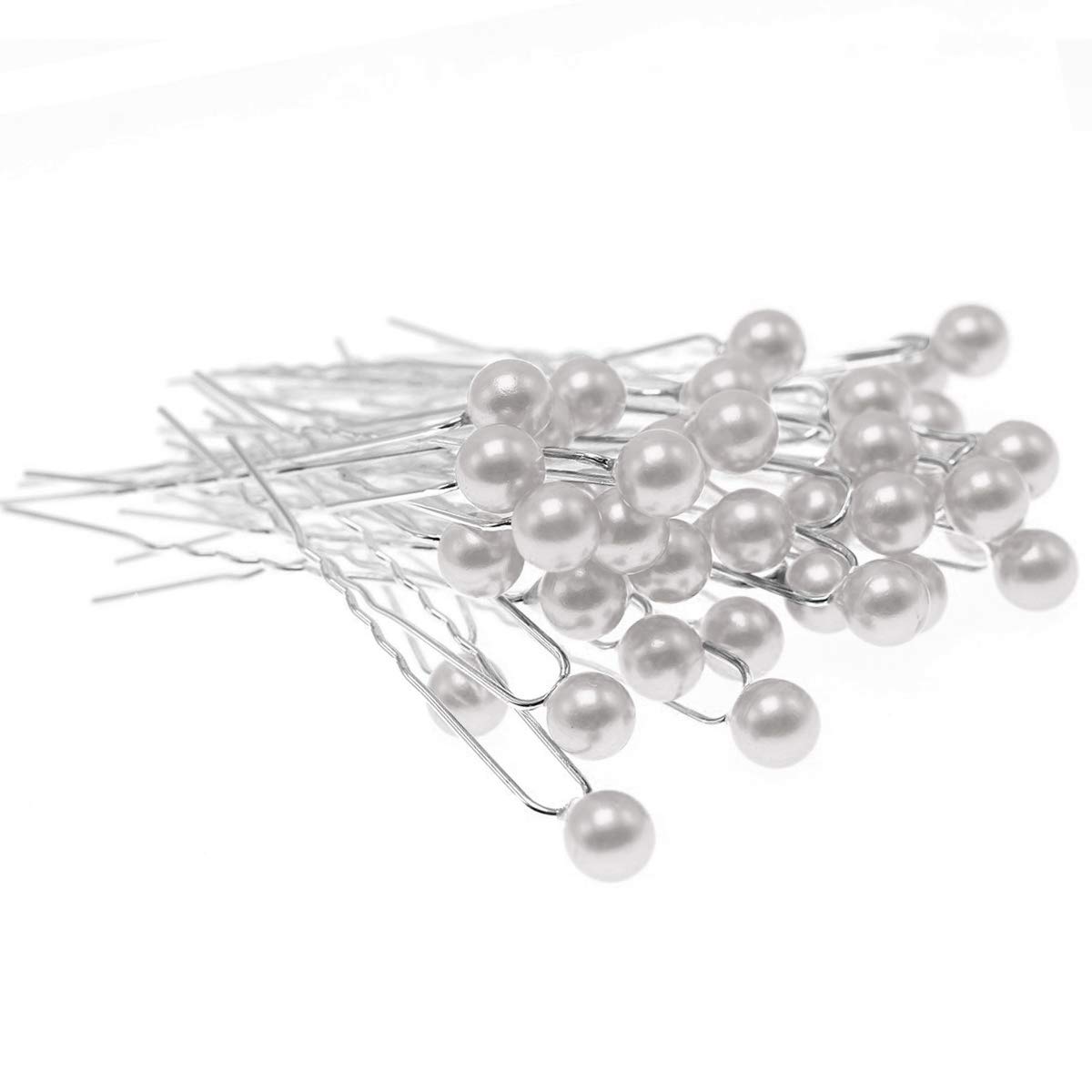 KINGMAS 50 Pack Wedding Pearl Hair Pins Women Bridal Hairpins Clips Accessories (White) : Beauty