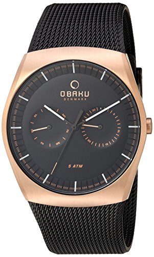 Obaku Men's Quartz Stainless Steel Dress Watch, Color:Silver-Toned (Model: V176GMVBMB)