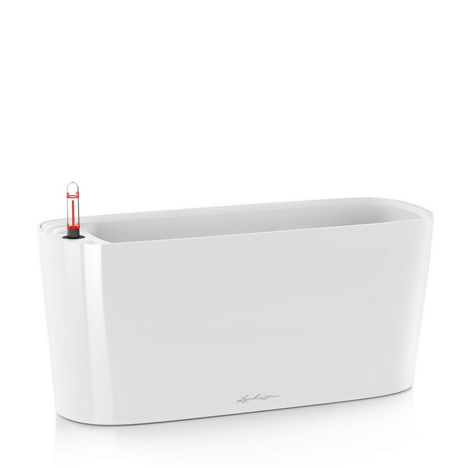 LECHUZA Self Watering Plant Pot Indoor DELTA 20 Plastic Flower Window Box Small Herb Planter without Drainage Hole H18 L40 W15 cm White High-Gloss — image 1