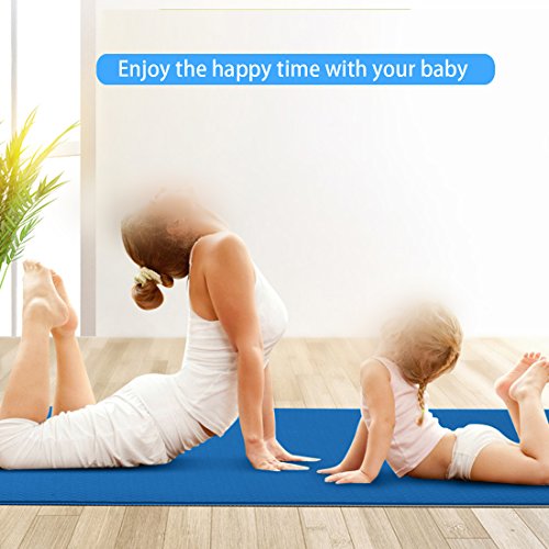 FARLAND Non Slip Yoga Mat with Carrying Strap - Eco Friendly TPE Workout Mat Exercise Mat,Anti-tear Hot Pilates Fitness Yoga Mat in Home & Gym (Blue) - Thumbnail 5
