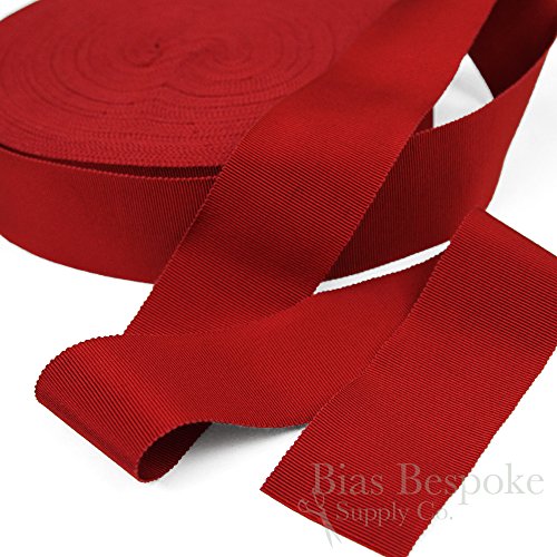 3 Yards of Vera 2' Cotton & Viscose Petersham Grosgrain Ribbon, Ruby Red, Made in Italy