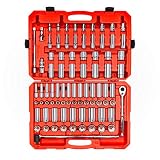 TEKTON 1/2 Inch Drive 6-Point Socket & Ratchet Set, 84-Piece (3/8 - 1-5/16 in., 10-32 mm) | SKT25302