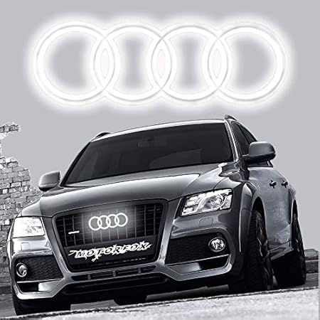 For Audi Q3 Q5 Q7 A6 A8 Black Glow Front Grill Emblem White Led Light Badge Car Parts Exterior Body Parts