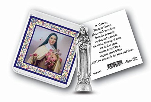 St Therese Mini Saint Gift Set Tiny 1 Inch Long Statue & Prayer Card