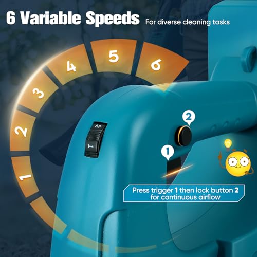 Leaf Blower, Lightweight Cordless Leaf Blowers with 6 Adjustable Speeds Max 297 km/h, Battery Blower with 3 Tubes for Yard Lawn Garden for Makita 18V Battery