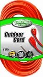 Coleman Cable 23098803 02309 16/3 Vinyl Outdoor Extension Cord, Orange, 100-Feet