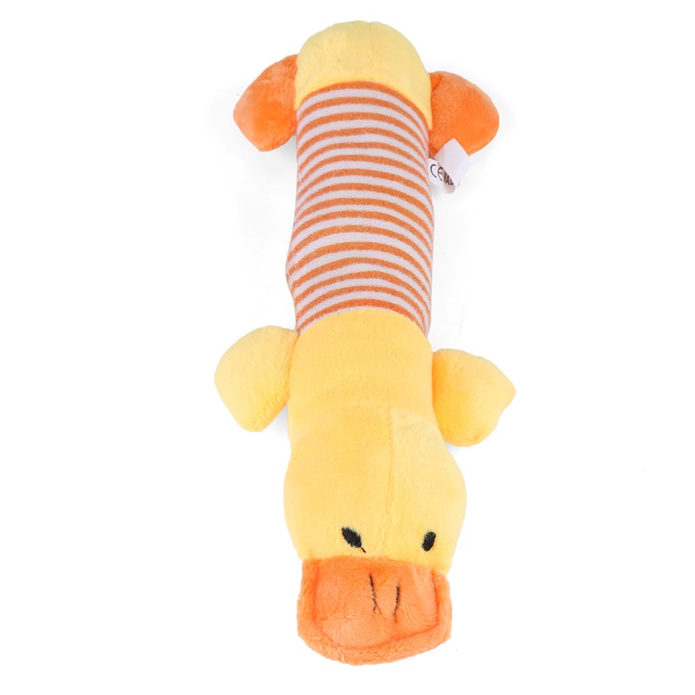 Animal Shape Pet Plush Sound Toy, Pet Dog Cat Chewing Squeaky Sound Toy Cartoon Design Interactive Toy(Duck)