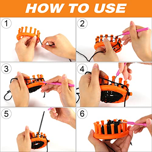 VGOODALL Round Knitting Loom Set Circular Loom Set with 2 Rolls Acrylic Yarn for Hat Scarf Shawl Sweater Sock Knitter