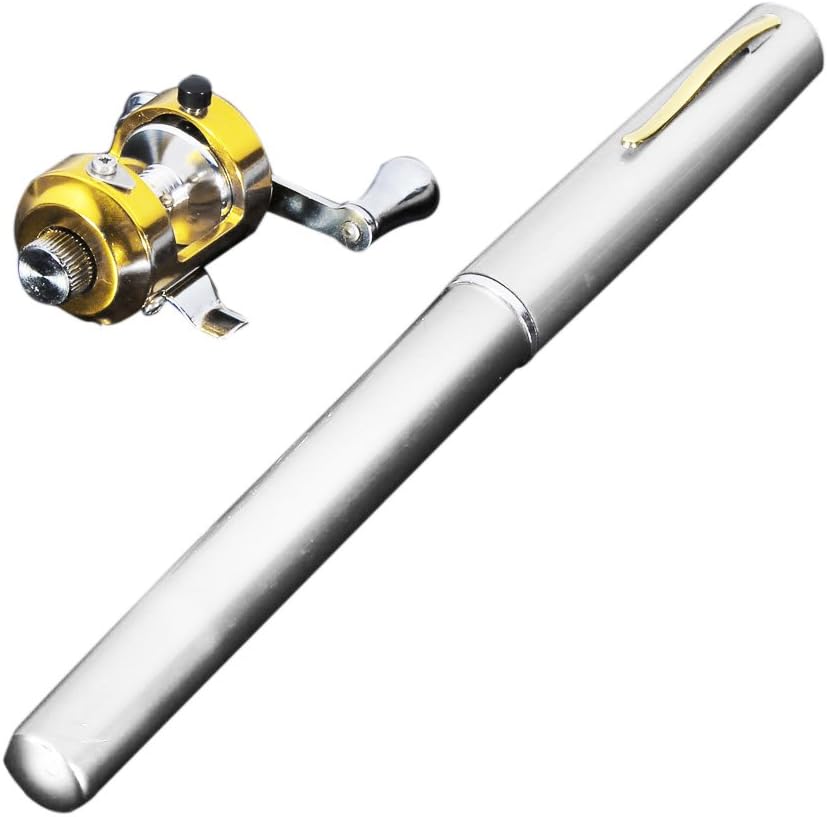 Fishing Rod Reel Line Combo Flies Kit ZANLURE PFS-02 Mini Telescopic Portable Pocket Pen Shape (White)